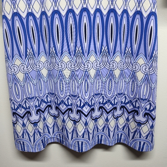 Donna Morgan Mini Dress Women Size 4 Purple Geometric 3/4 Sleeve Retro - Picture 4 of 8